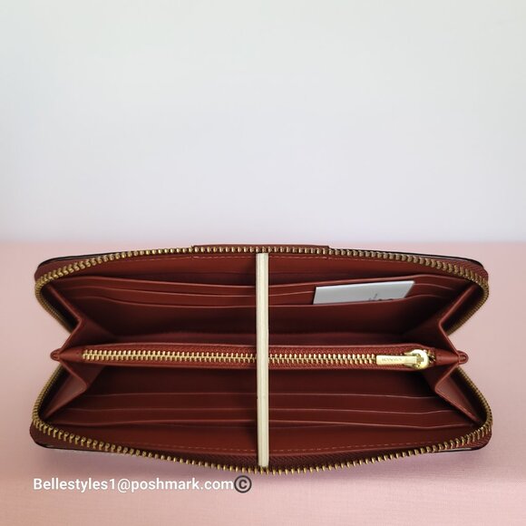 COACH Slim Accordion Zip Wallet In Signature Canvas with Back Slip Pocket- Tan R - Picture 13 of 16